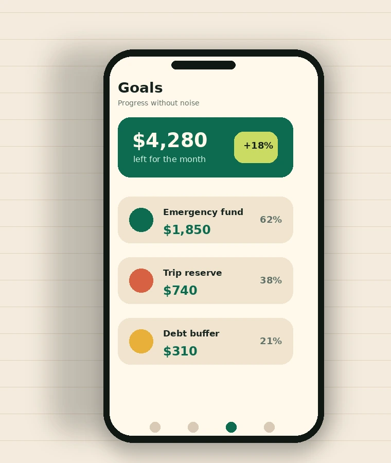 Arcadia Frame savings goals screen